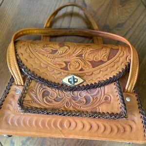 Vintage hand tooled leather purse